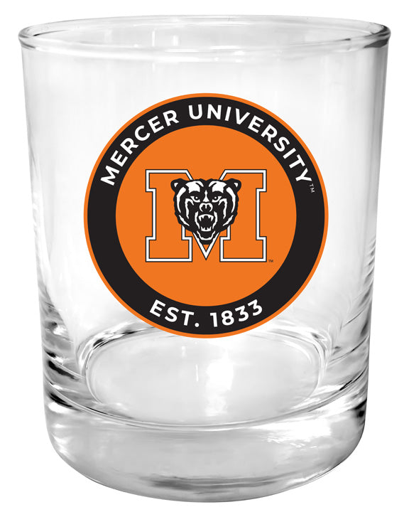 Mercer University 11 oz Round College Whiskey Glass – Officially Licensed with Full Color or Engraved Logo