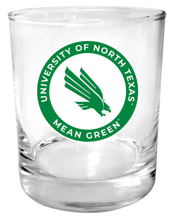 North Texas 11 oz Round College Whiskey Glass – Officially Licensed with Full Color or Engraved Logo