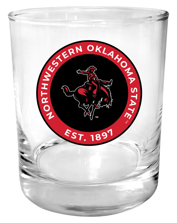 Northwestern Oklahoma State University 11 oz Round College Whiskey Glass – Officially Licensed with Full Color or Engraved Logo