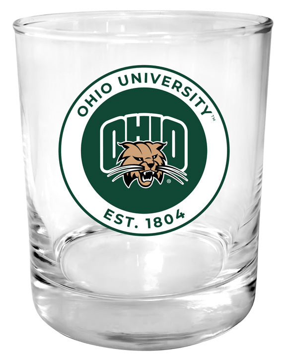Ohio University 11 oz Round College Whiskey Glass – Officially Licensed with Full Color or Engraved Logo
