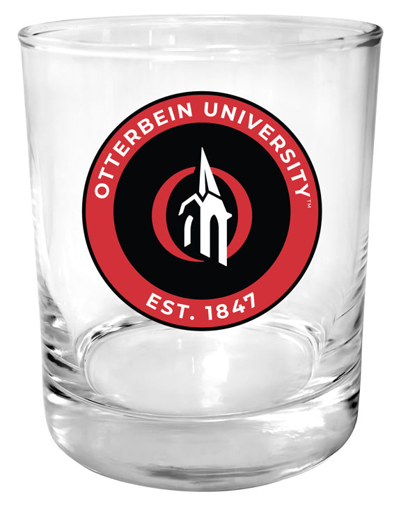 Otterbein University 11 oz Round College Whiskey Glass – Officially Licensed with Full Color or Engraved Logo