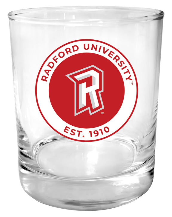 Radford University Highlanders 11 oz Round College Whiskey Glass – Officially Licensed with Full Color or Engraved Logo