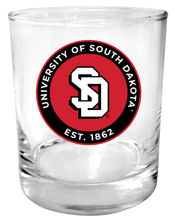 South Dakota Coyotes 11 oz Round College Whiskey Glass – Officially Licensed with Full Color or Engraved Logo