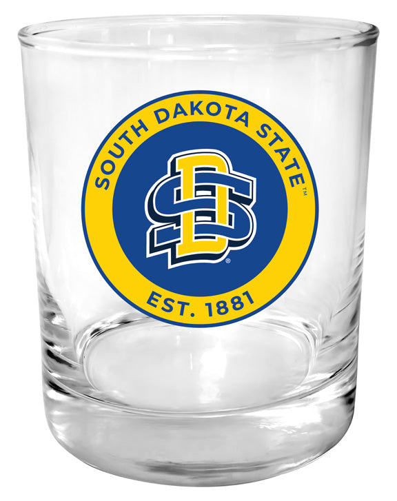 South Dakota State Jackrabbits 11 oz Round College Whiskey Glass – Officially Licensed with Full Color or Engraved Logo