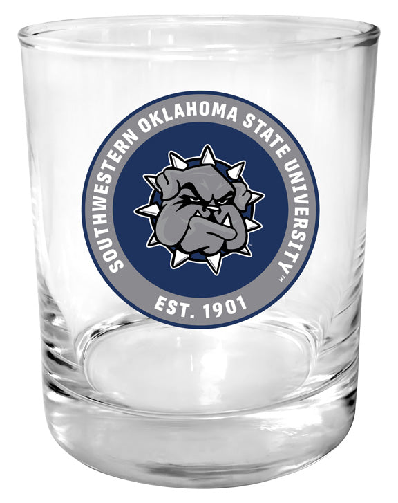 Southwestern Oklahoma State University 11 oz Round College Whiskey Glass – Officially Licensed with Full Color or Engraved Logo