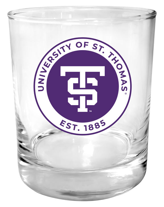 University of St. Thomas 11 oz Round College Whiskey Glass – Officially Licensed with Full Color or Engraved Logo