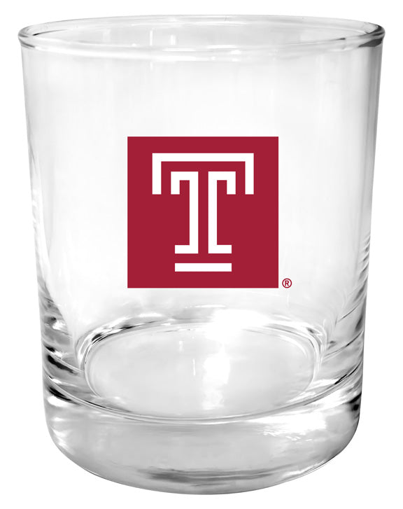 Temple University 11 oz Round College Whiskey Glass – Officially Licensed with Full Color or Engraved Logo