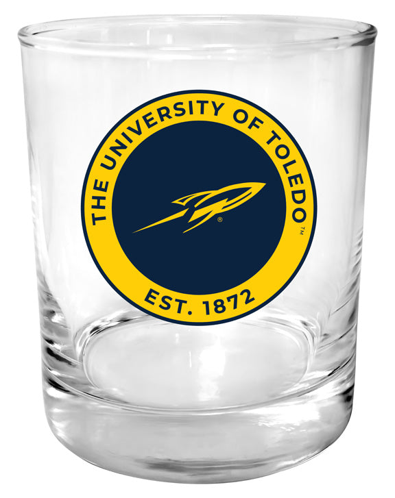Toledo Rockets 11 oz Round College Whiskey Glass – Officially Licensed with Full Color or Engraved Logo