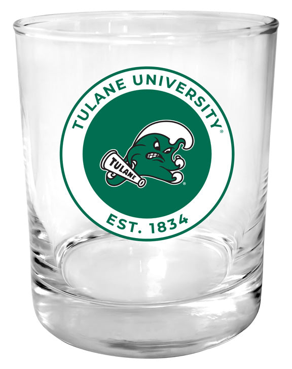 Tulane University Green Wave 11 oz Round College Whiskey Glass – Officially Licensed with Full Color or Engraved Logo