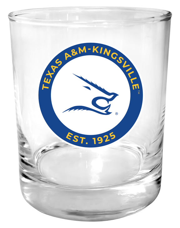 Texas A&M Kingsville Javelinas 11 oz Round College Whiskey Glass – Officially Licensed with Full Color or Engraved Logo