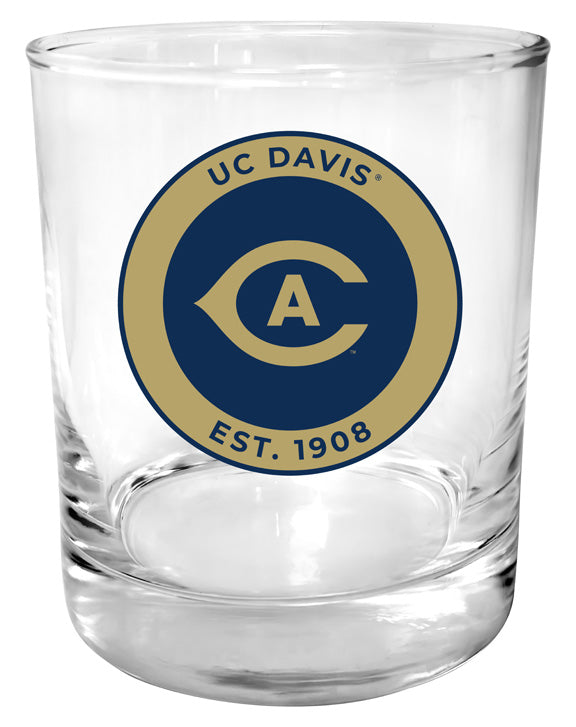 UC Davis Aggies 11 oz Round College Whiskey Glass – Officially Licensed with Full Color or Engraved Logo