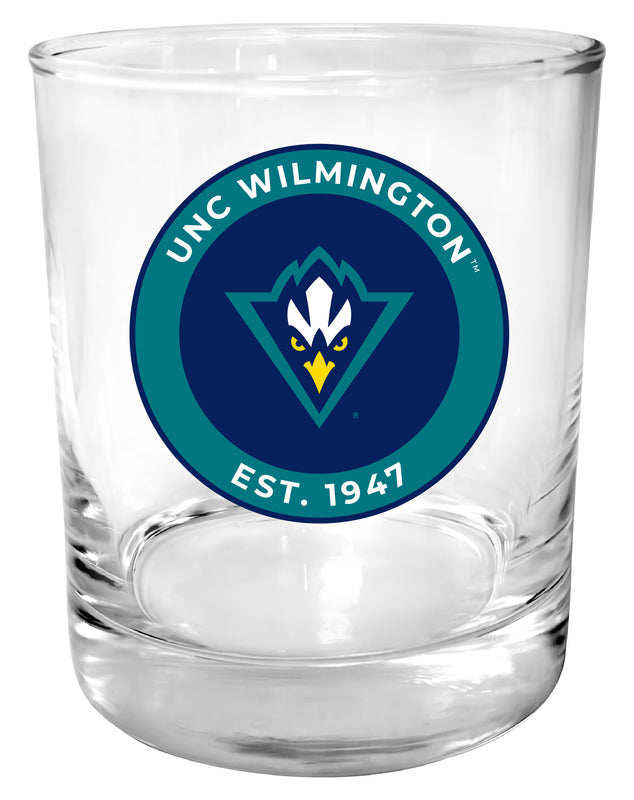 North Carolina Wilmington Seahawks 11 oz Round College Whiskey Glass – Officially Licensed with Full Color or Engraved Logo