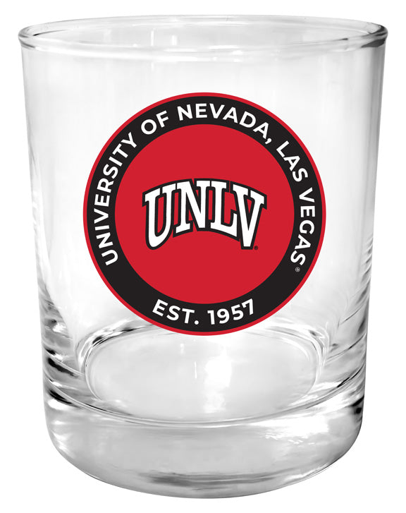 UNLV Rebels 11 oz Round College Whiskey Glass – Officially Licensed with Full Color or Engraved Logo