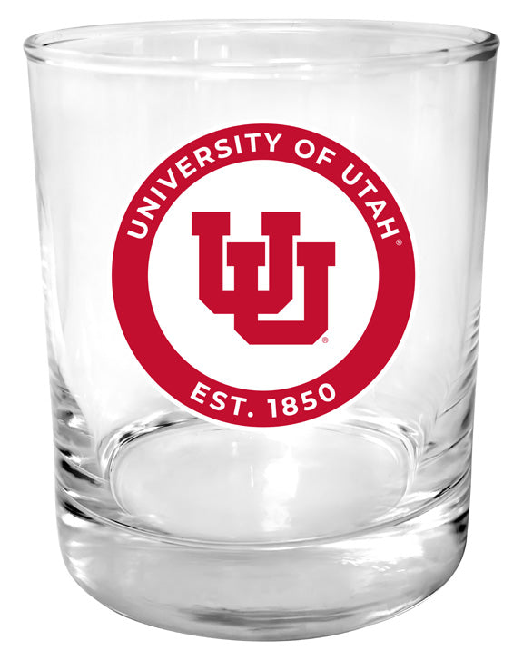 Utah Utes 11 oz Round College Whiskey Glass – Officially Licensed with Full Color or Engraved Logo