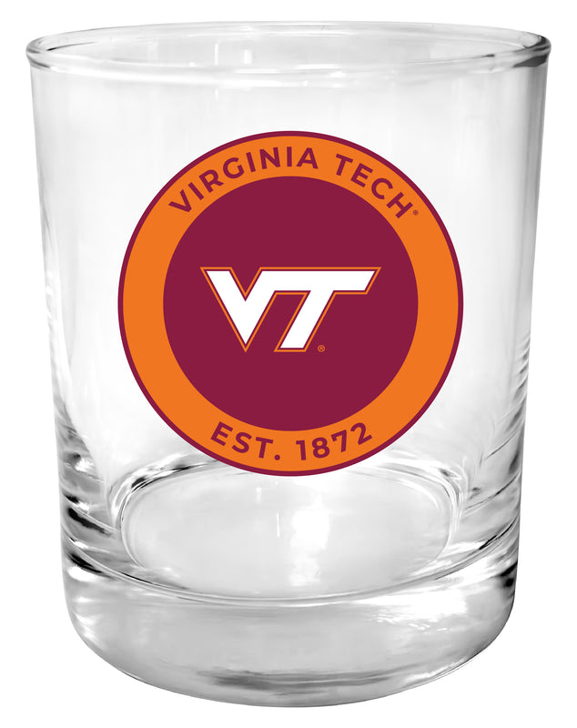 Virginia Tech Hokies 11 oz Round College Whiskey Glass – Officially Licensed with Full Color or Engraved Logo
