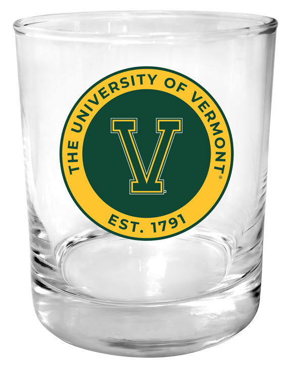 Vermont Catamounts 11 oz Round College Whiskey Glass – Officially Licensed with Full Color or Engraved Logo