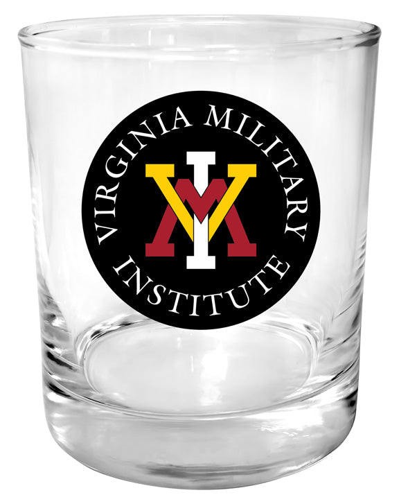 VMI Keydets 11 oz Round College Whiskey Glass – Officially Licensed with Full Color or Engraved Logo