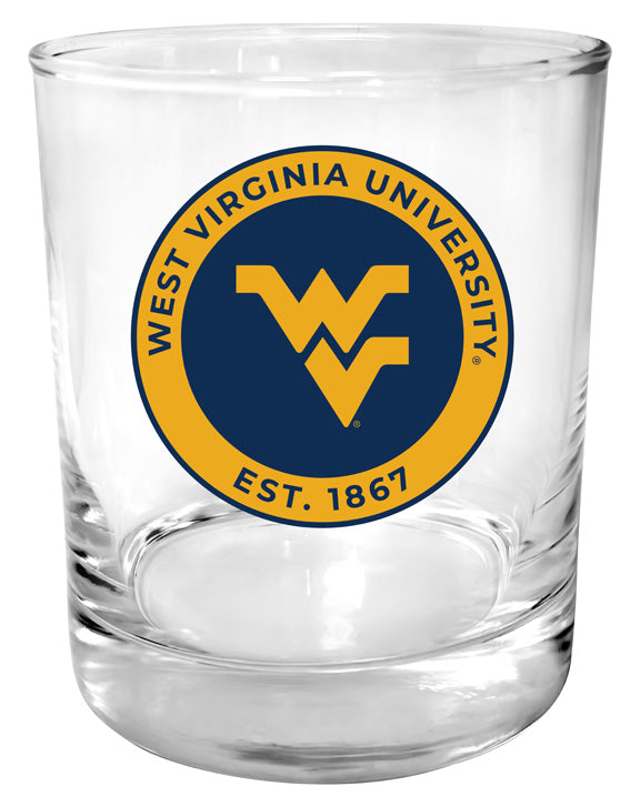 West Virginia Mountaineers 11 oz Round College Whiskey Glass – Officially Licensed with Full Color or Engraved Logo