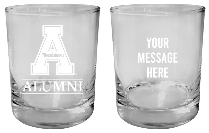Appalachian State Customizable 11 oz Round College Whiskey Glass – Officially Licensed Engraved Design Alumni