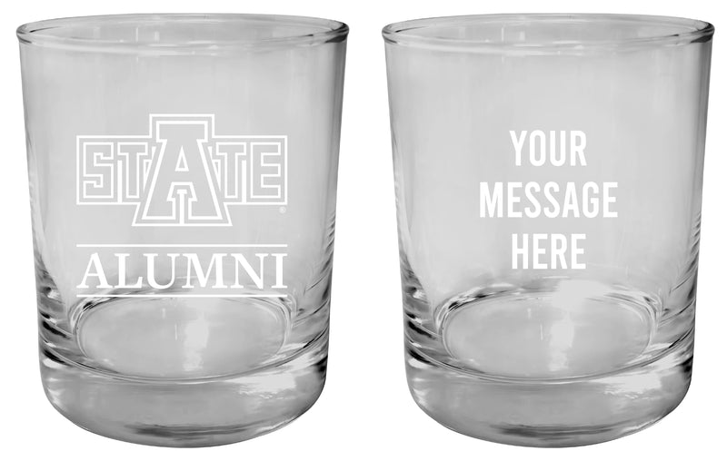 Arkansas State Customizable 11 oz Round College Whiskey Glass – Officially Licensed Engraved Design Alumni