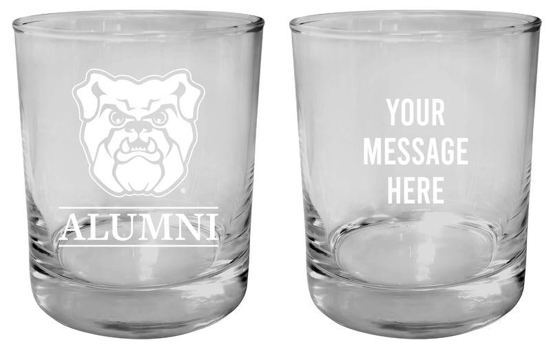 Butler Bulldogs Customizable 11 oz Round College Whiskey Glass – Officially Licensed Engraved Design Alumni