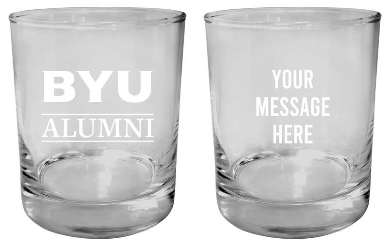 Brigham Young Cougars Customizable 11 oz Round College Whiskey Glass – Officially Licensed Engraved Design Alumni
