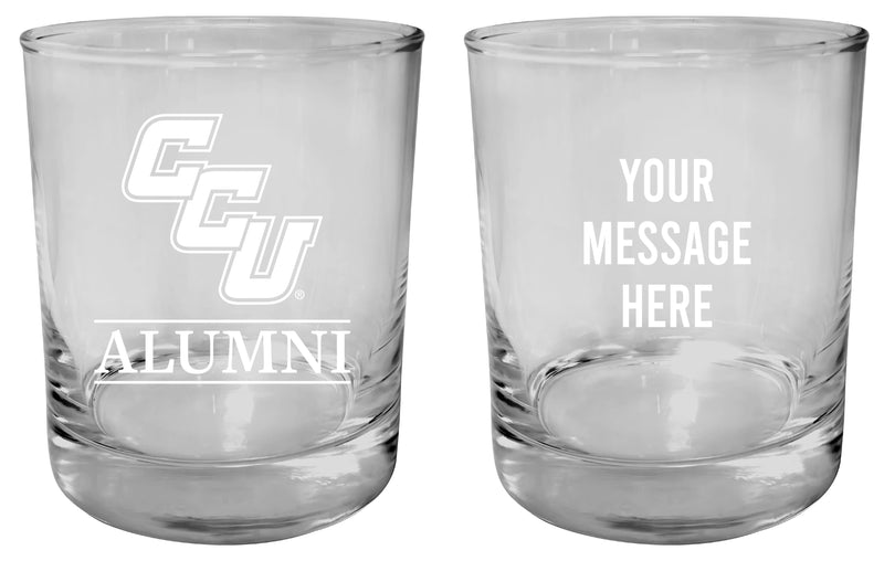 Coastal Carolina University Customizable 11 oz Round College Whiskey Glass – Officially Licensed Engraved Design Alumni