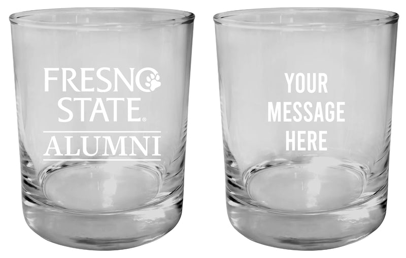 Fresno State Bulldogs Customizable 11 oz Round College Whiskey Glass – Officially Licensed Engraved Design Alumni