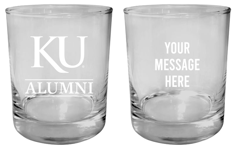 Kansas Jayhawks Customizable 11 oz Round College Whiskey Glass – Officially Licensed Engraved Design Alumni