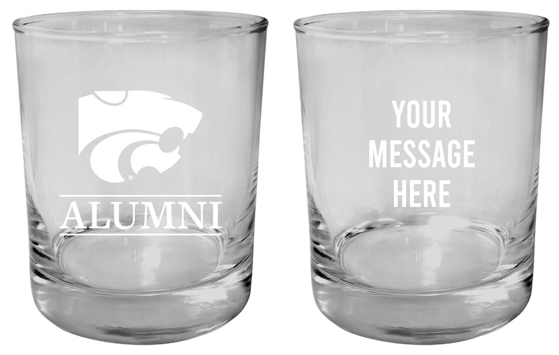 Kansas State Wildcats Customizable 11 oz Round College Whiskey Glass – Officially Licensed Engraved Design Alumni
