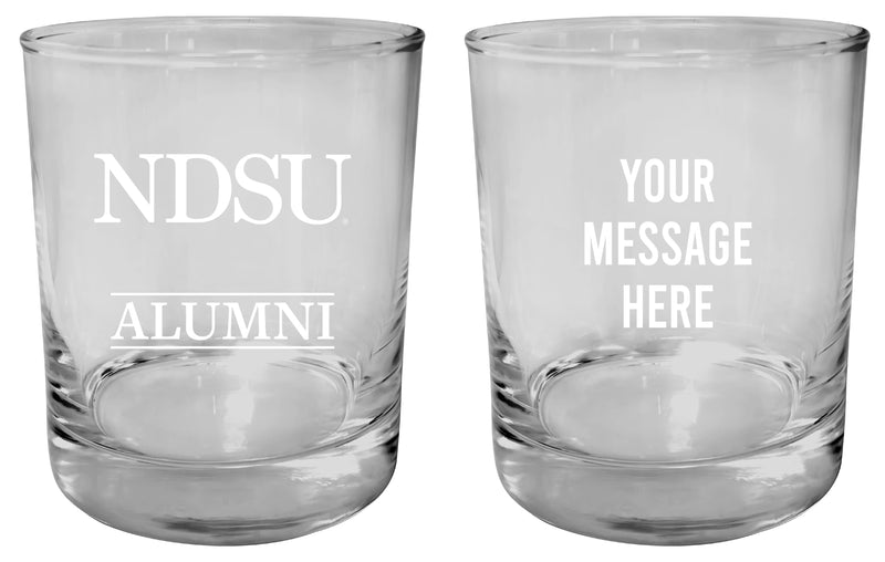 North Dakota State Bison Customizable 11 oz Round College Whiskey Glass – Officially Licensed Engraved Design Alumni