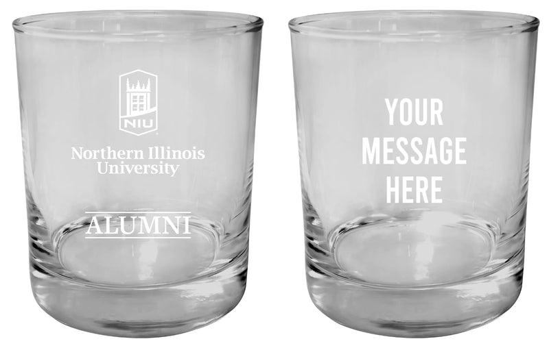 Northern Illinois Huskies Customizable 11 oz Round College Whiskey Glass – Officially Licensed Engraved Design Alumni