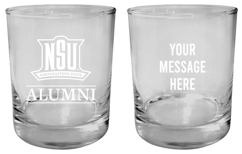 Northeastern State University Riverhawks Customizable 11 oz Round College Whiskey Glass – Officially Licensed Engraved Design Alumni