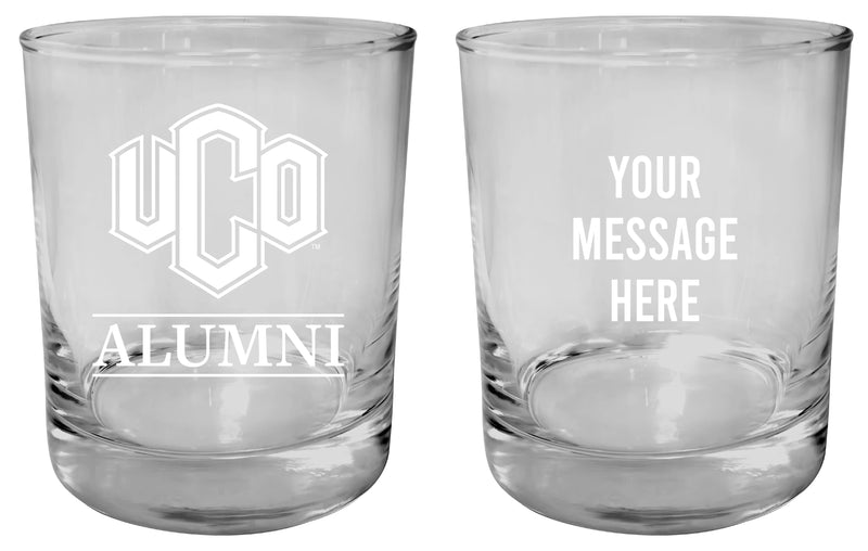 University of Central Oklahoma Bronchos Customizable 11 oz Round College Whiskey Glass – Officially Licensed Engraved Design Alumni