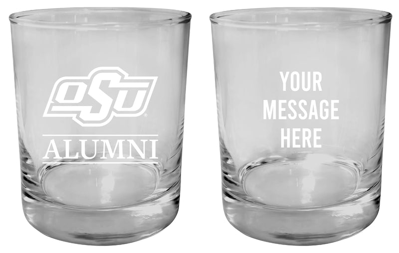 Oklahoma State Cowboys Customizable 11 oz Round College Whiskey Glass – Officially Licensed Engraved Design Alumni