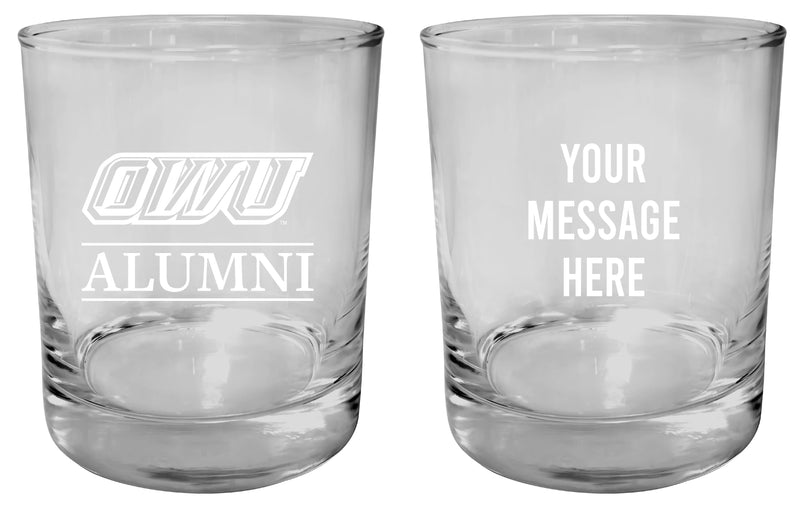 Ohio Wesleyan University Customizable 11 oz Round College Whiskey Glass – Officially Licensed Engraved Design Alumni