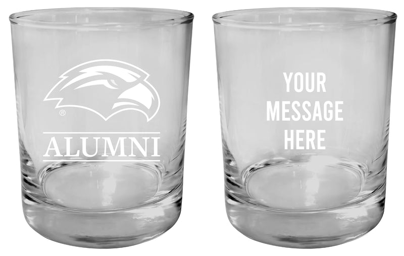 Southern Mississippi Golden Eagles Customizable 11 oz Round College Whiskey Glass – Officially Licensed Engraved Design Alumni