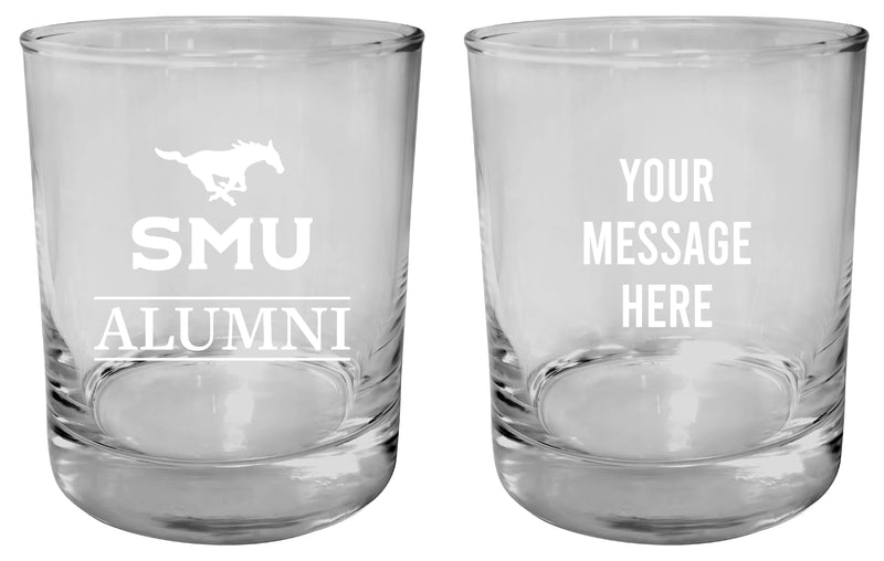 Southern Methodist University Customizable 11 oz Round College Whiskey Glass – Officially Licensed Engraved Design Alumni