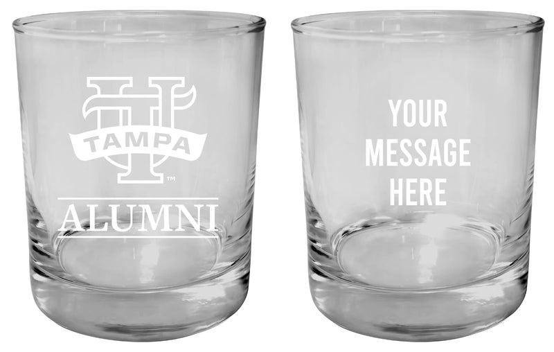 University of Tampa Spartans Customizable 11 oz Round College Whiskey Glass – Officially Licensed Engraved Design Alumni