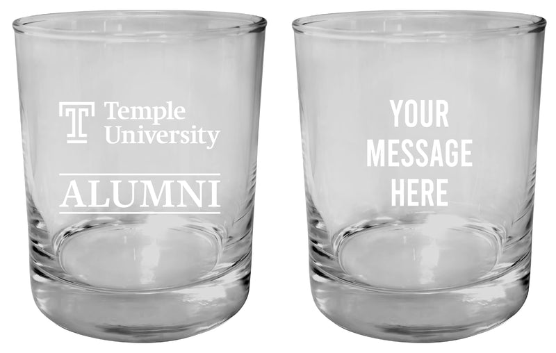 Temple University Customizable 11 oz Round College Whiskey Glass – Officially Licensed Engraved Design Alumni