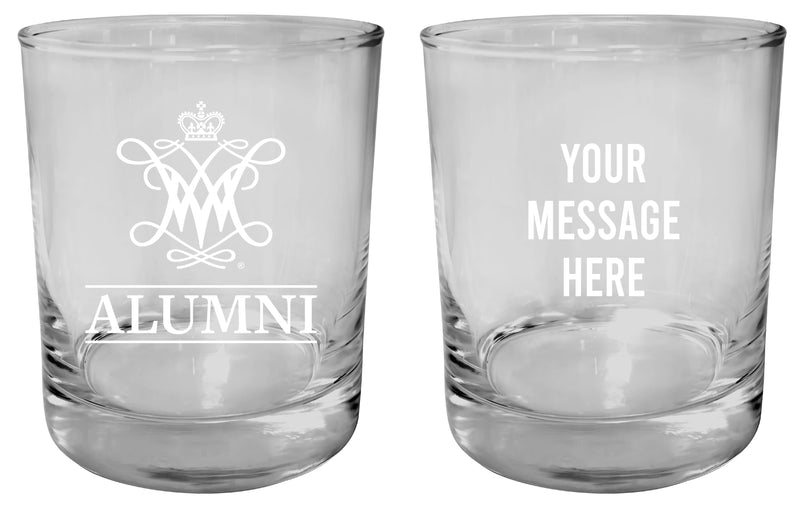 William and Mary Customizable 11 oz Round College Whiskey Glass – Officially Licensed Engraved Design Alumni
