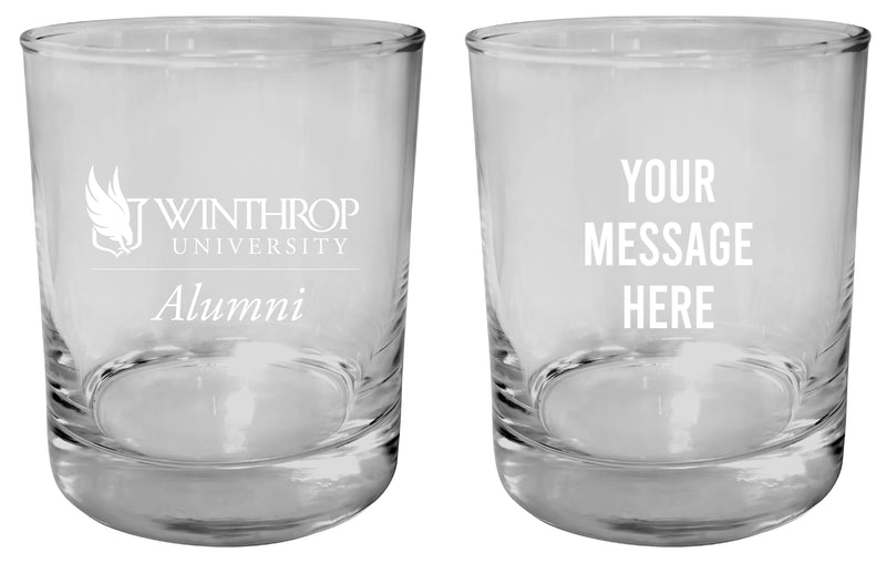Winthrop University Customizable 11 oz Round College Whiskey Glass – Officially Licensed Engraved Design Alumni