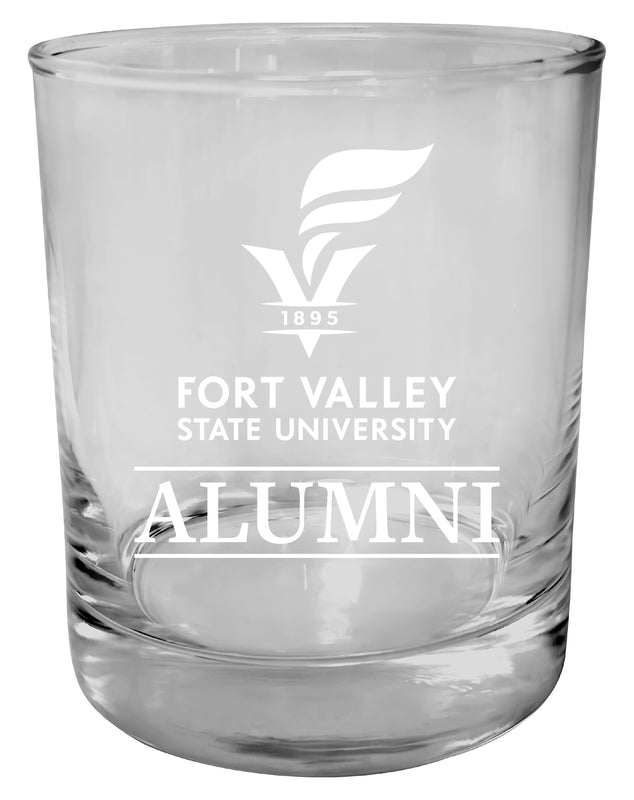 Fort Valley State University 11 oz Round Whiskey Glass – Officially Licensed Engraved Alumni Design