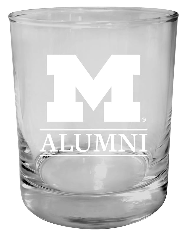 Michigan Wolverines 11 oz Round Whiskey Glass – Officially Licensed Engraved Alumni Design