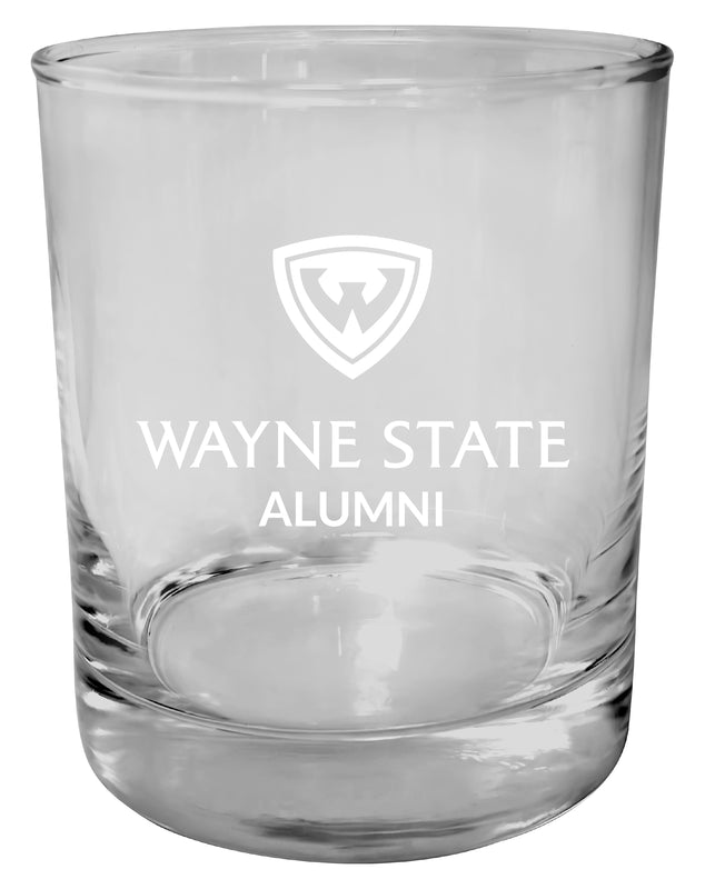Wayne State 11 oz Round Whiskey Glass – Officially Licensed Engraved Alumni Design