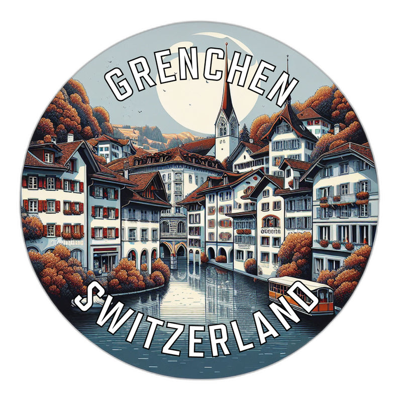 Grenchen Switzerland Souvenir Die Cut Flat Magnet 2-Inch