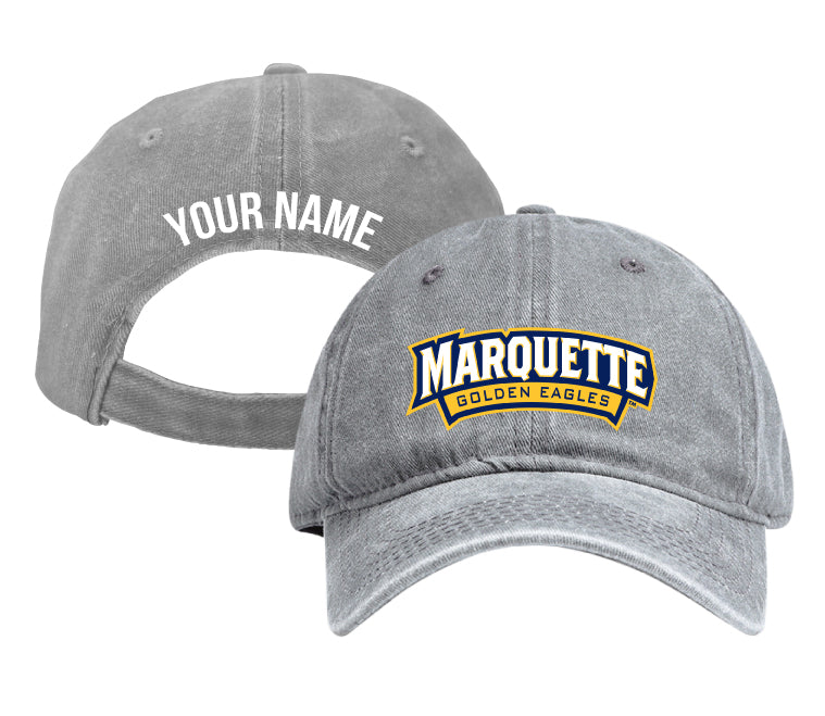 Marquette Golden Eagles Personalized College Dad Hat – Officially Licensed Baseball Cap Gray