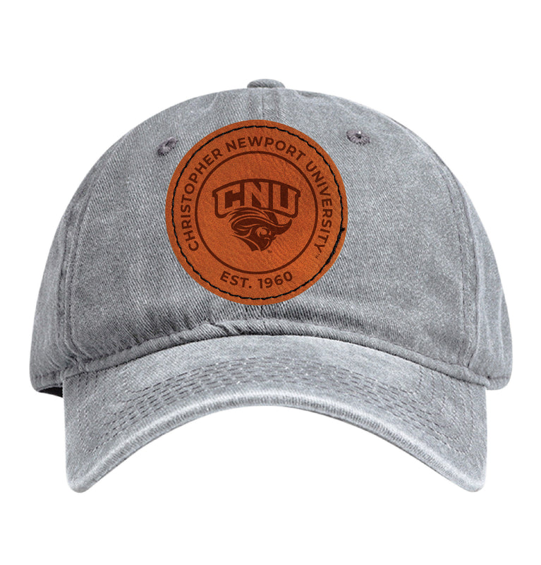 Christopher Newport Captains Officially Licensed Dad Hat Unisex Soft Baseball Cap with Round Engraved Leather Patch Gray