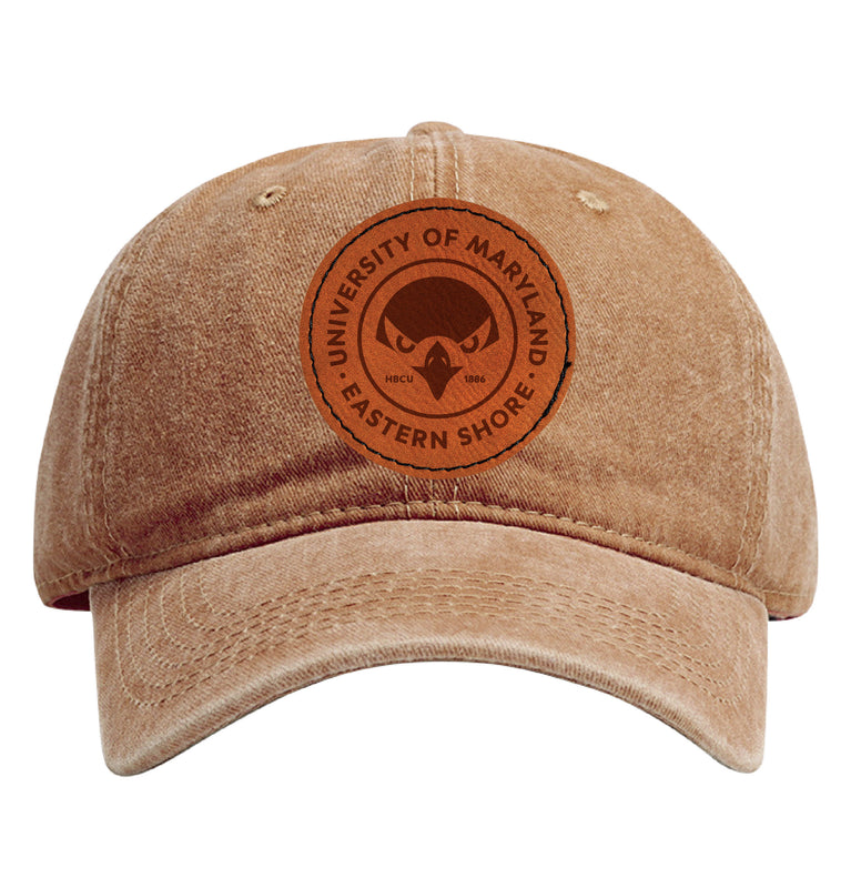 Maryland Eastern Shore Officially Licensed Dad Hat Unisex Soft Baseball Cap with Round Engraved Leather Patch Coffee