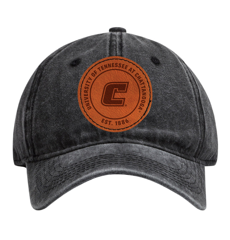 University of Tennessee at Chattanooga Officially Licensed Dad Hat Unisex Soft Baseball Cap with Round Engraved Leather Patch Black